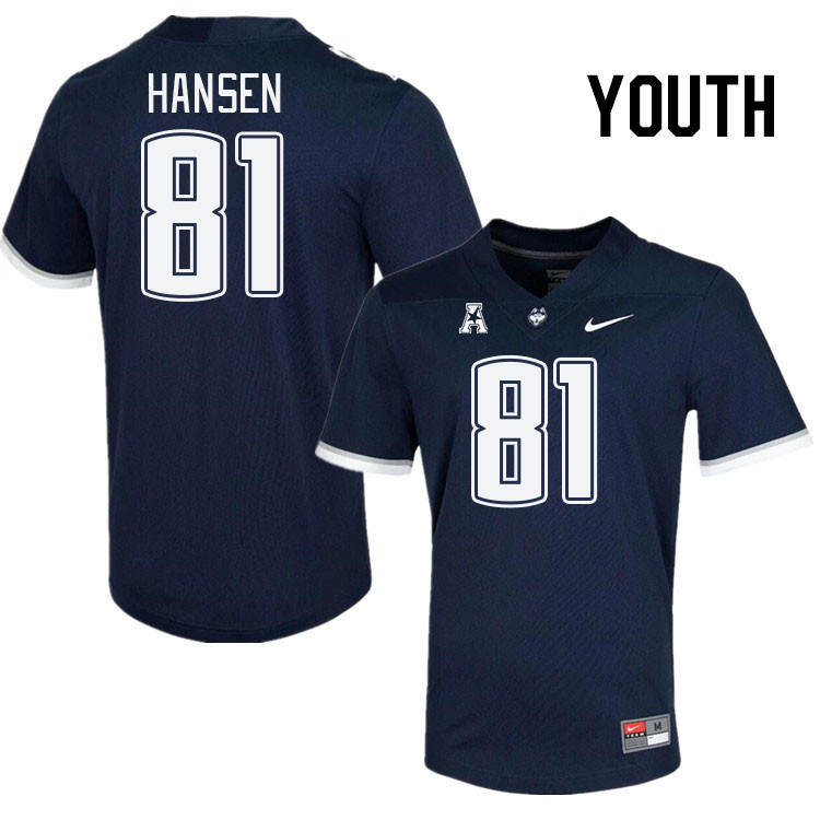Youth #81 Louis Hansen Connecticut Huskies College Football Jerseys Stitched Sale-Navy - Click Image to Close